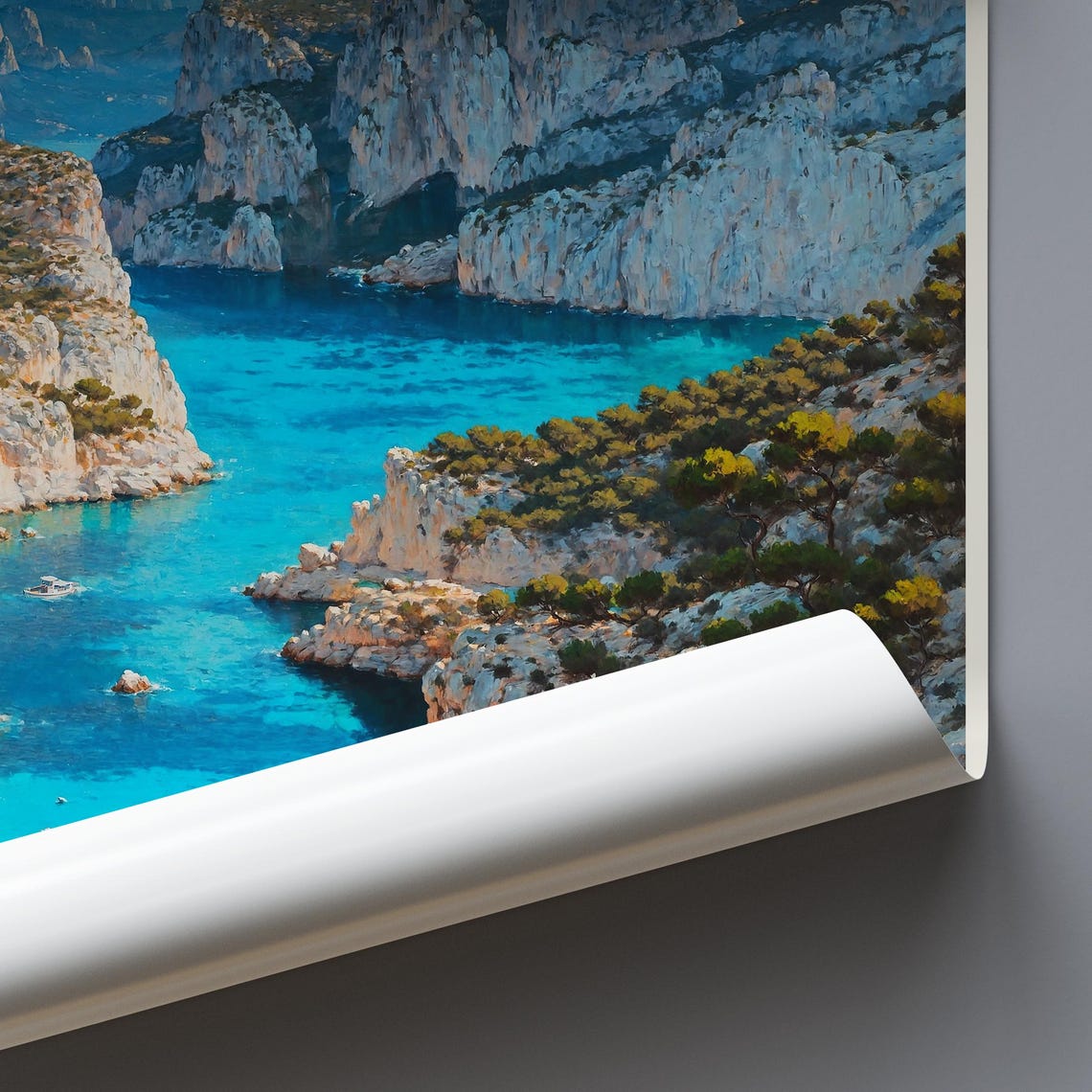 Calanques France White Limestone Cliffs Turquoise Sea Poster - Image 3