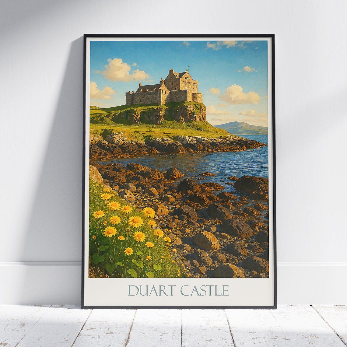 Duart Castle Isle of Mull Scotland Coastal Cliff Castle Travel Poster