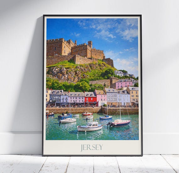 St Helier Travel Print Jersey Travel Poster Painted Wall Art Print Home Decor Framed Personalized Print Vacation Travel Gift