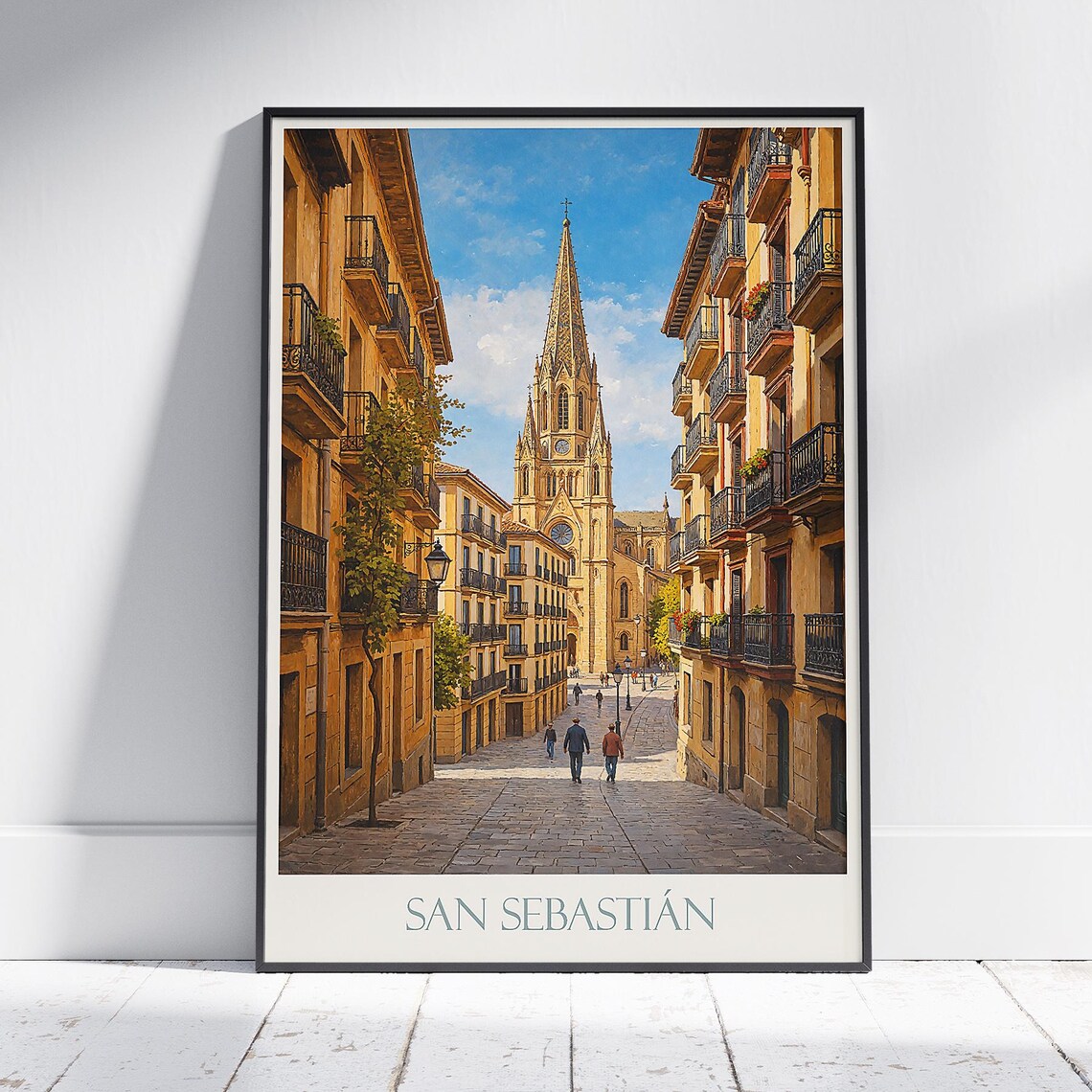 San Sebastian Cathedral Good Shepherd Travel Poster Spain Street View