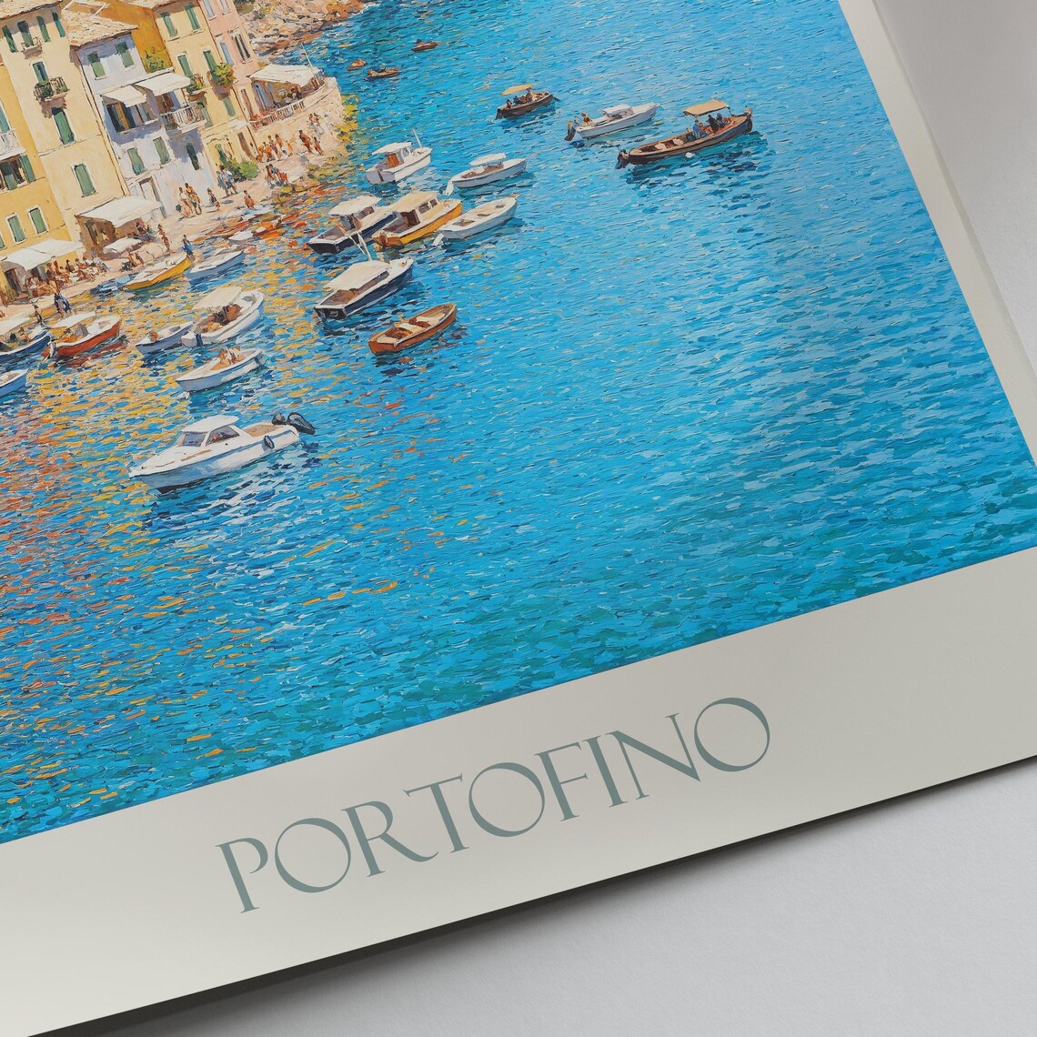 Portofino Italian Harbor Colorful Houses Boats Painted Travel Poster - Image 2