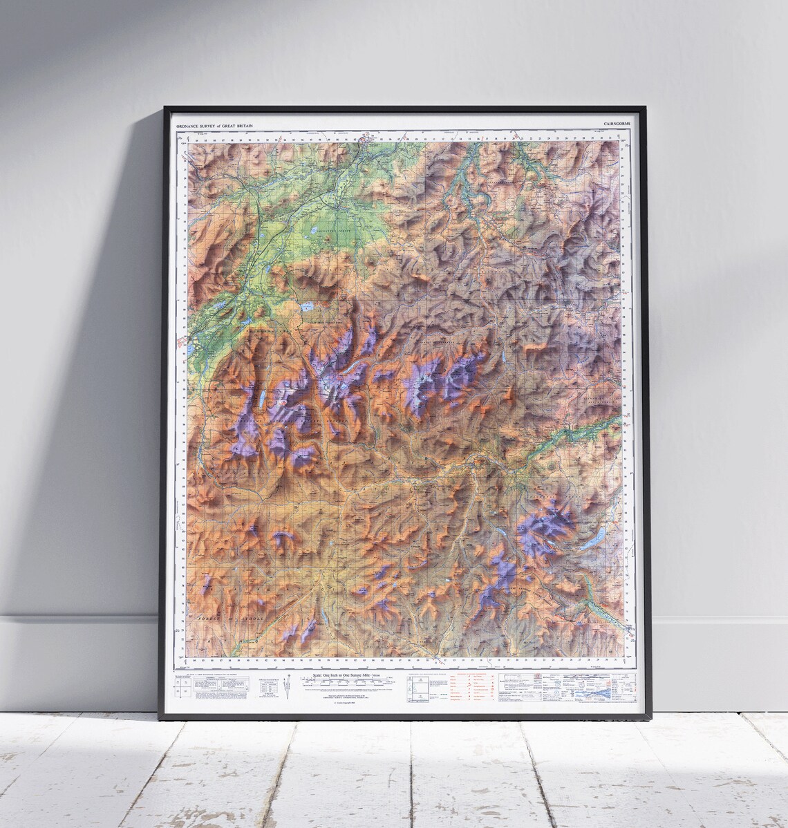 Cairngorms Scotland Vintage Relief Map Ordnance Survey Topographic Wall Poster