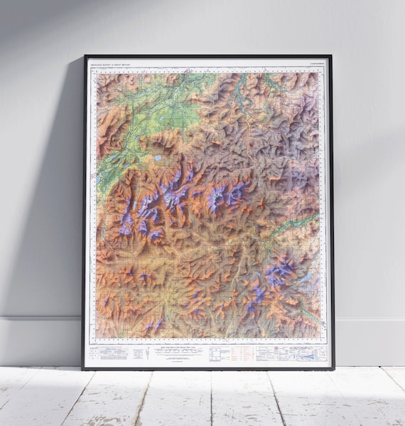 Cairngorms Scotland Vintage Relief Map Ordnance Survey Topographic Wall Poster