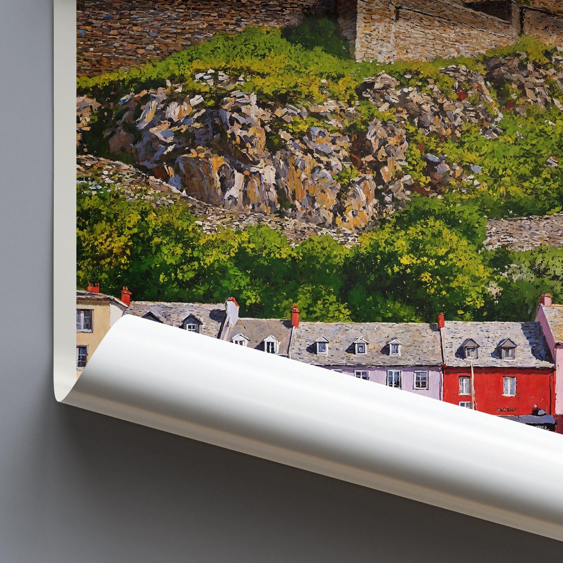 St Helier Jersey Harbor Castle Colorful Waterfront Painted Poster - Image 3
