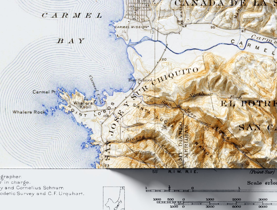 Monterey Bay California Vintage Coastal Topographic Map Art Print - Image 2