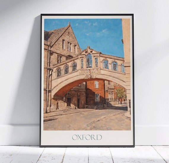 Oxford Travel Print Bridge Of Sighs Travel Poster Painted Wall Art Home Decor Framed Personalized Print Vacation Travel Gift