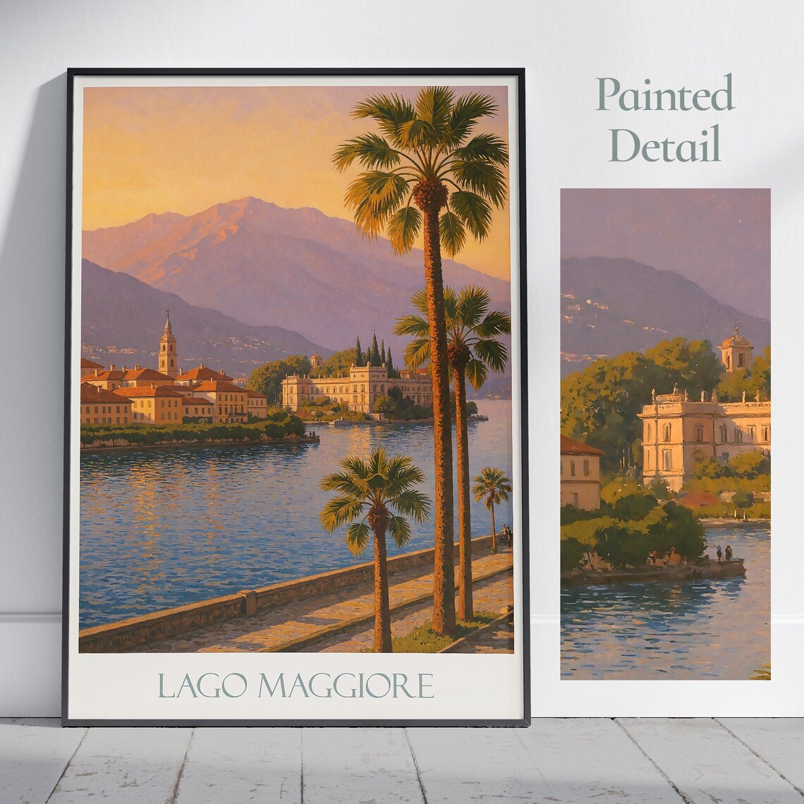 Lago Maggiore Daytime Villa Lakeside Palm Promenade Travel Poster