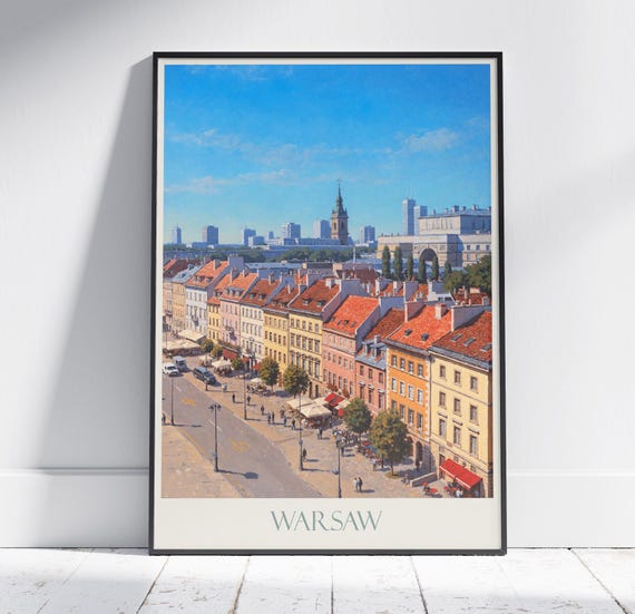 Warsaw Travel Print Poland Travel Poster Wall Art Home Decor Personalized Gift Framed