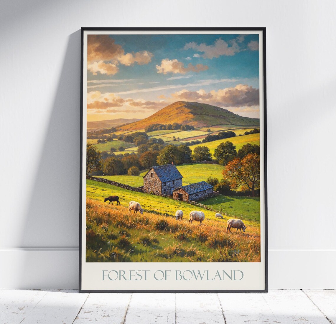 Forest of Bowland England Sheep Farmhouse Countryside Poster