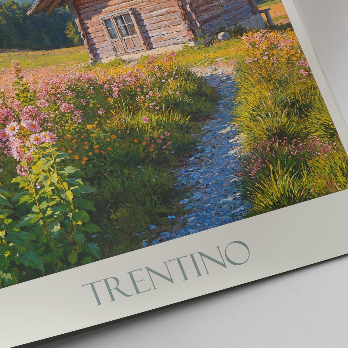 Trentino Italy Dolomites Cabin Wildflower Alpine Meadow Painted Poster - Image 4