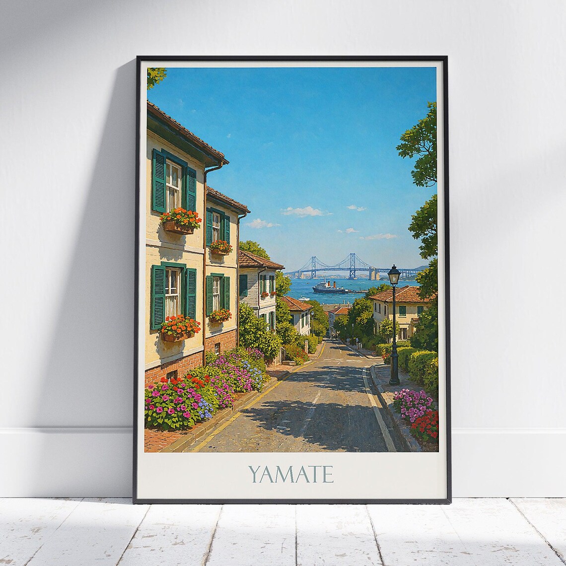 Yamate Yokohama Historic Hillside Street Bay Bridge View Poster