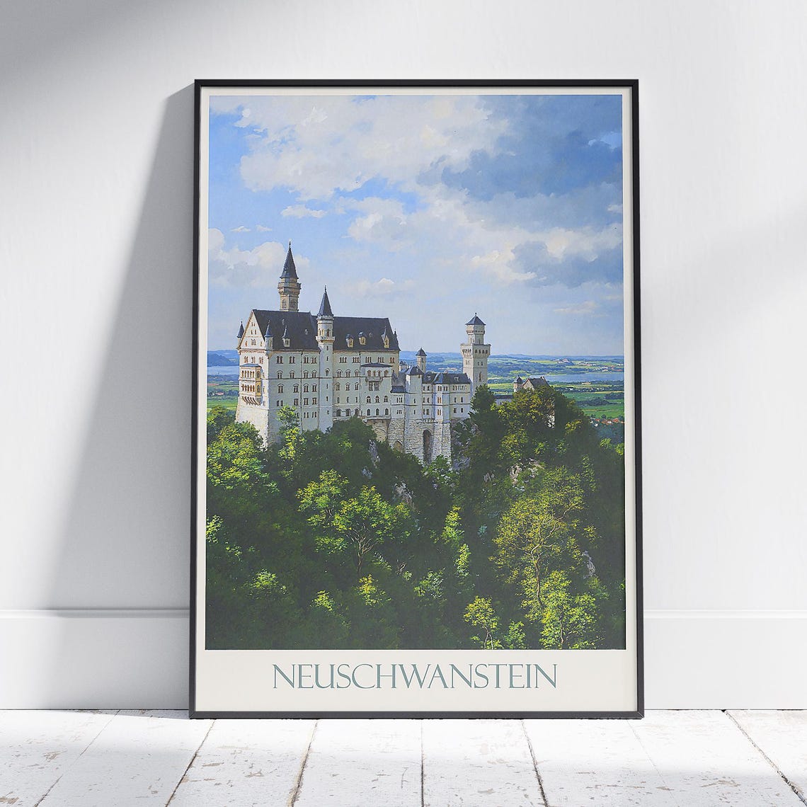 Neuschwanstein Castle Germany Fairytale Palace Painted Travel Poster