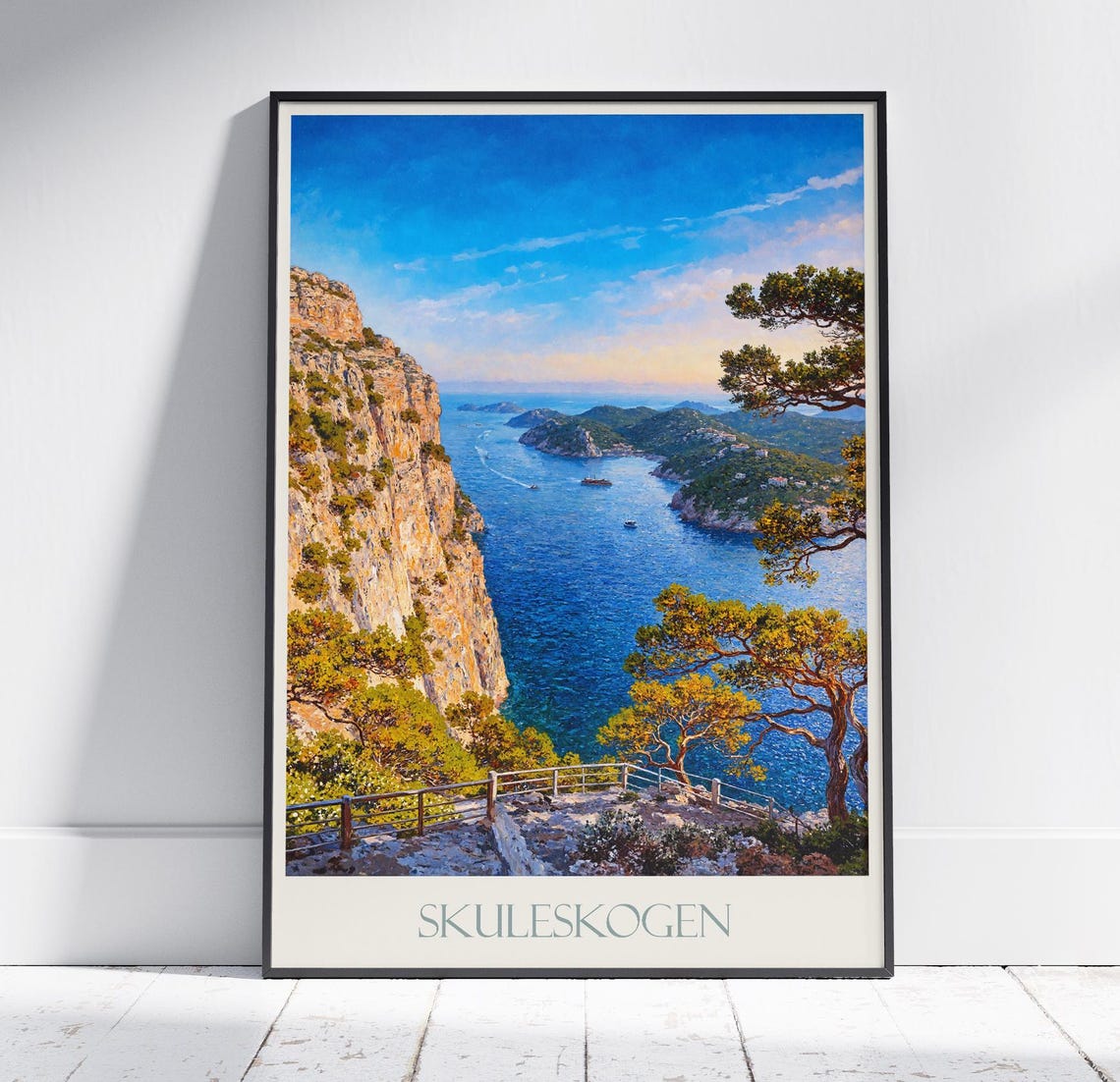 Skuleskogen Sweden Coastal Cliffs Sea Pines Painted Landscape Poster