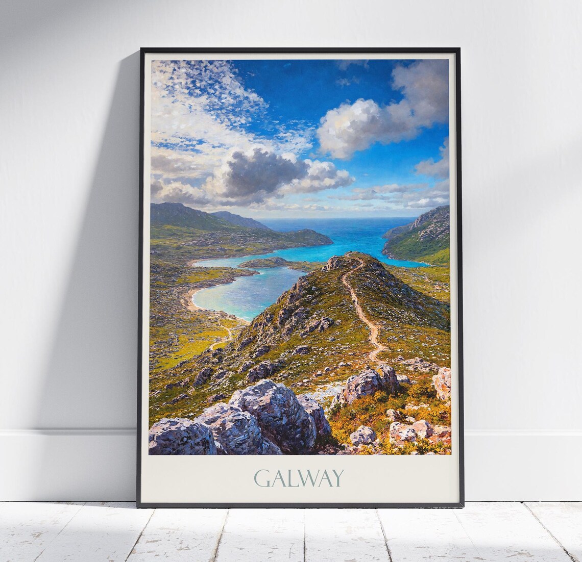 Galway Ireland Wild Atlantic Coastal Hills Scenic Travel Poster