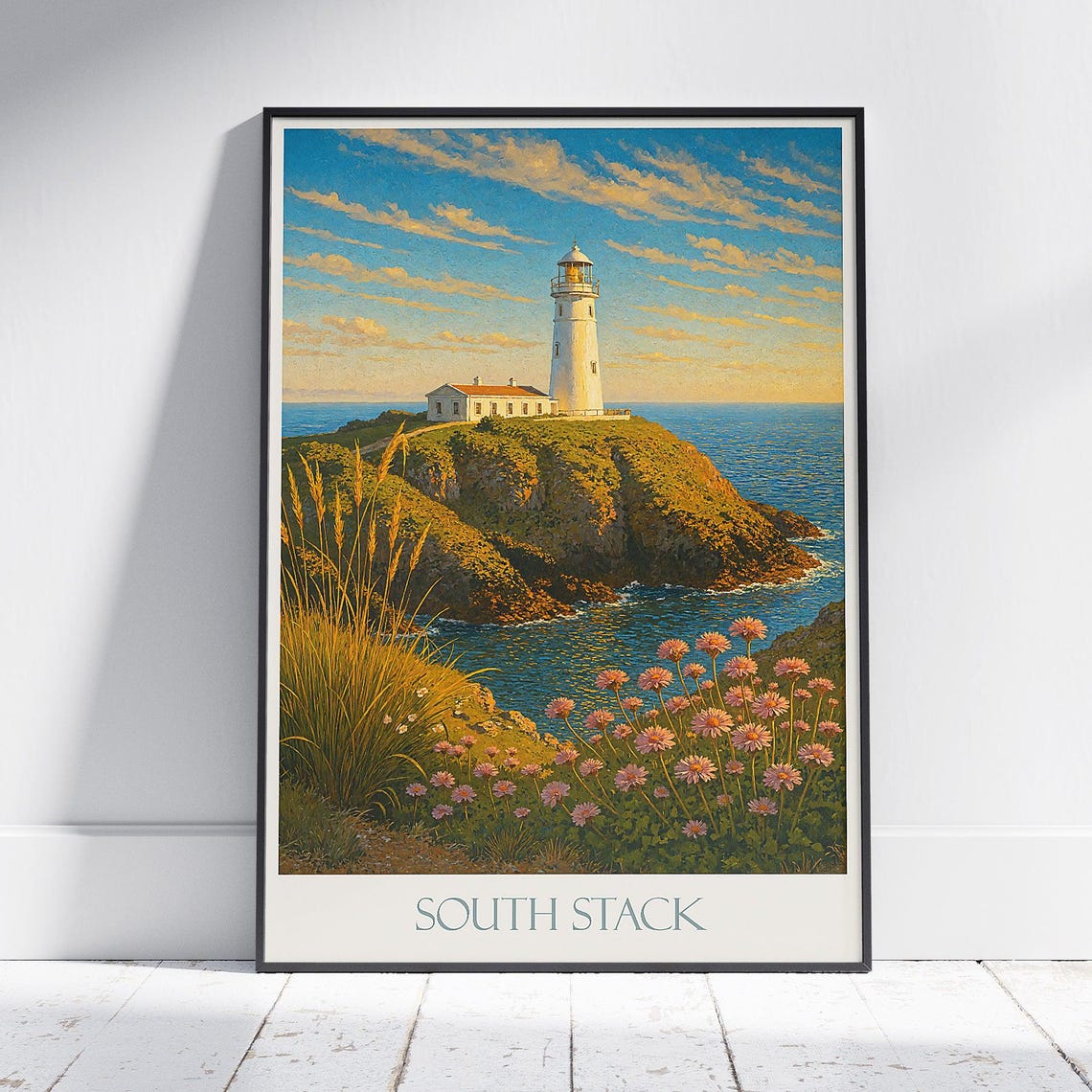 South Stack Lighthouse Wales Coastal Cliffs Sunset Travel Poster