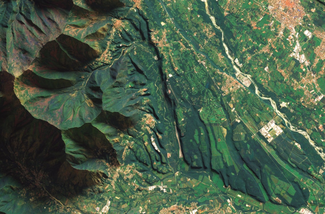 Torino Italy Aerial Satellite Shaded Relief City Map Art Poster - Image 2