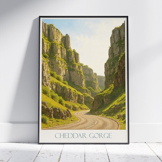 Cheddar Gorge Somerset Dramatic Limestone Cliffs Travel Poster