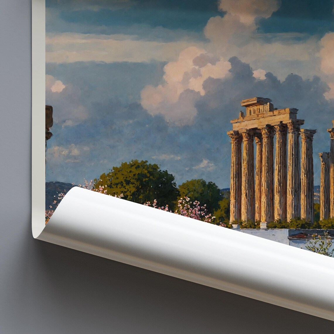 Evora Portugal Roman Temple Blossom Arch Painted Travel Poster - Image 4