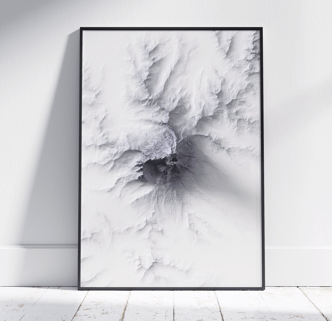 Mount Baker Washington Grayscale Topographic Relief Map Art Print