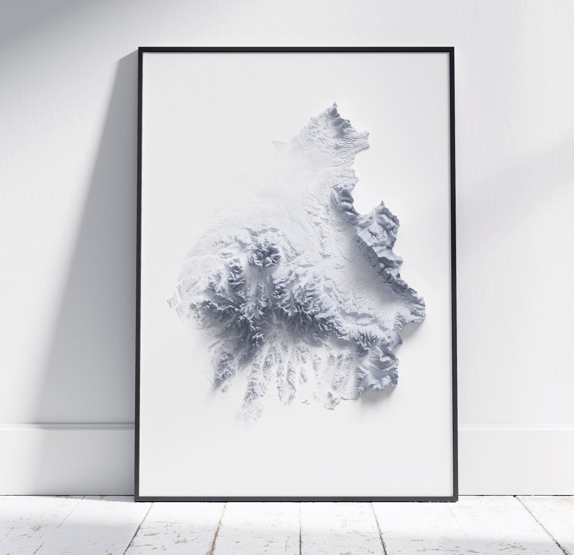 Cumbria England Monochrome Shaded Relief Topographic Map Poster