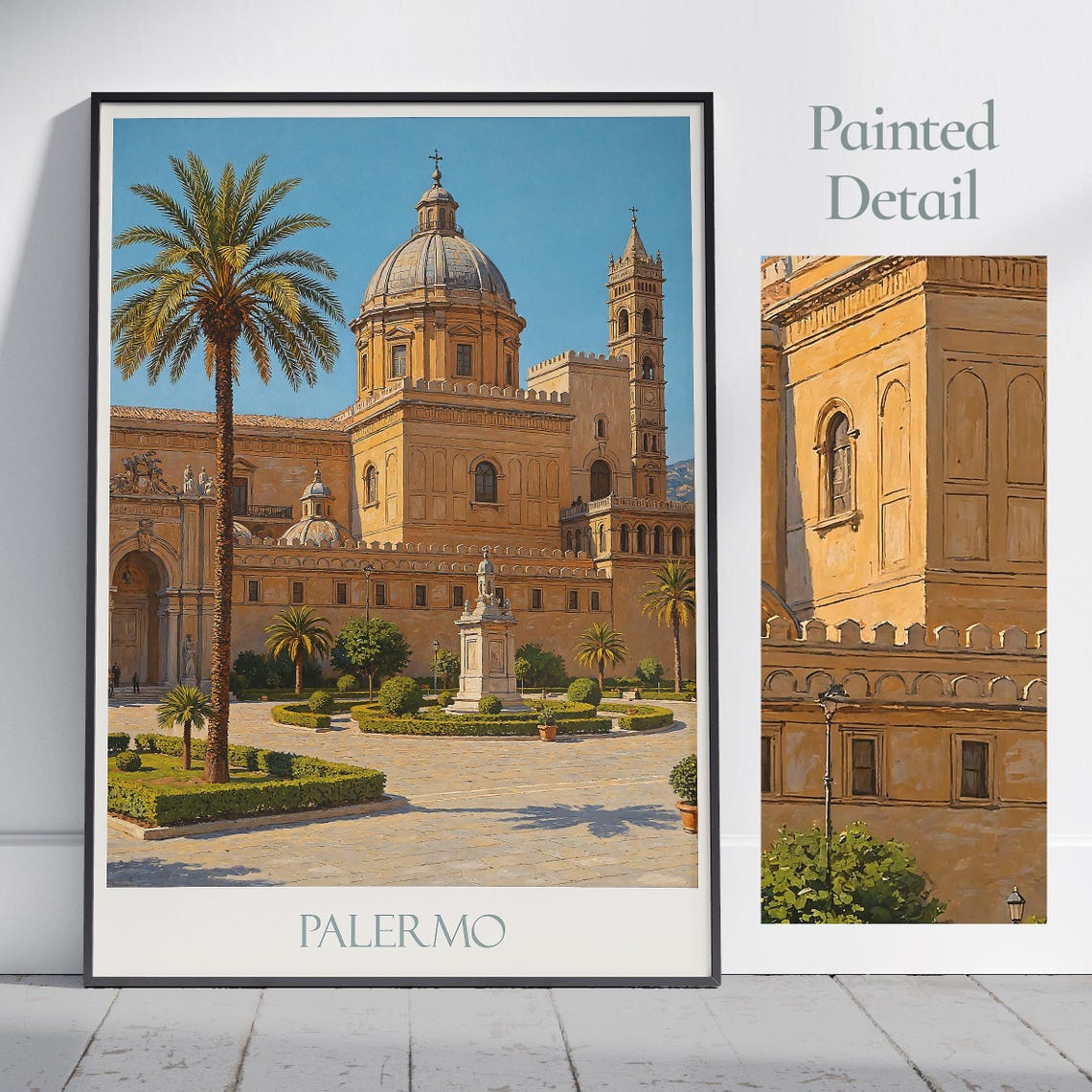Palermo Sicily Cathedral Painted Italy Travel Souvenir Poster