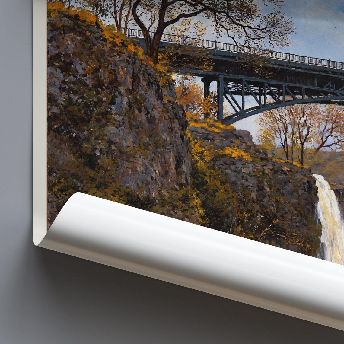 Paterson New Jersey Historic Great Falls Arched Bridge Travel Poster - Image 4