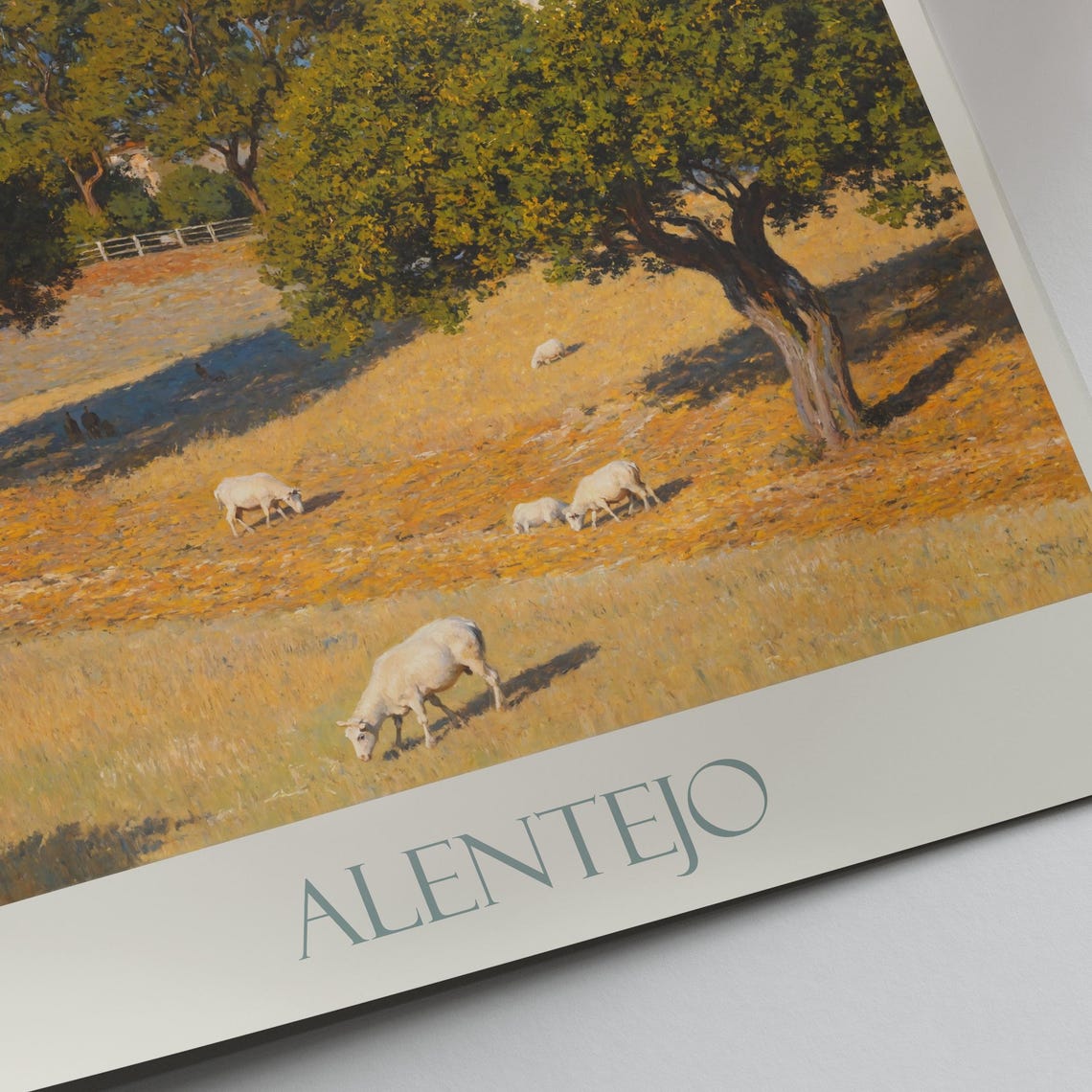 Alentejo Cork Oak Hills Painted Sheep Pasture And Farmhouse Poster - Image 3