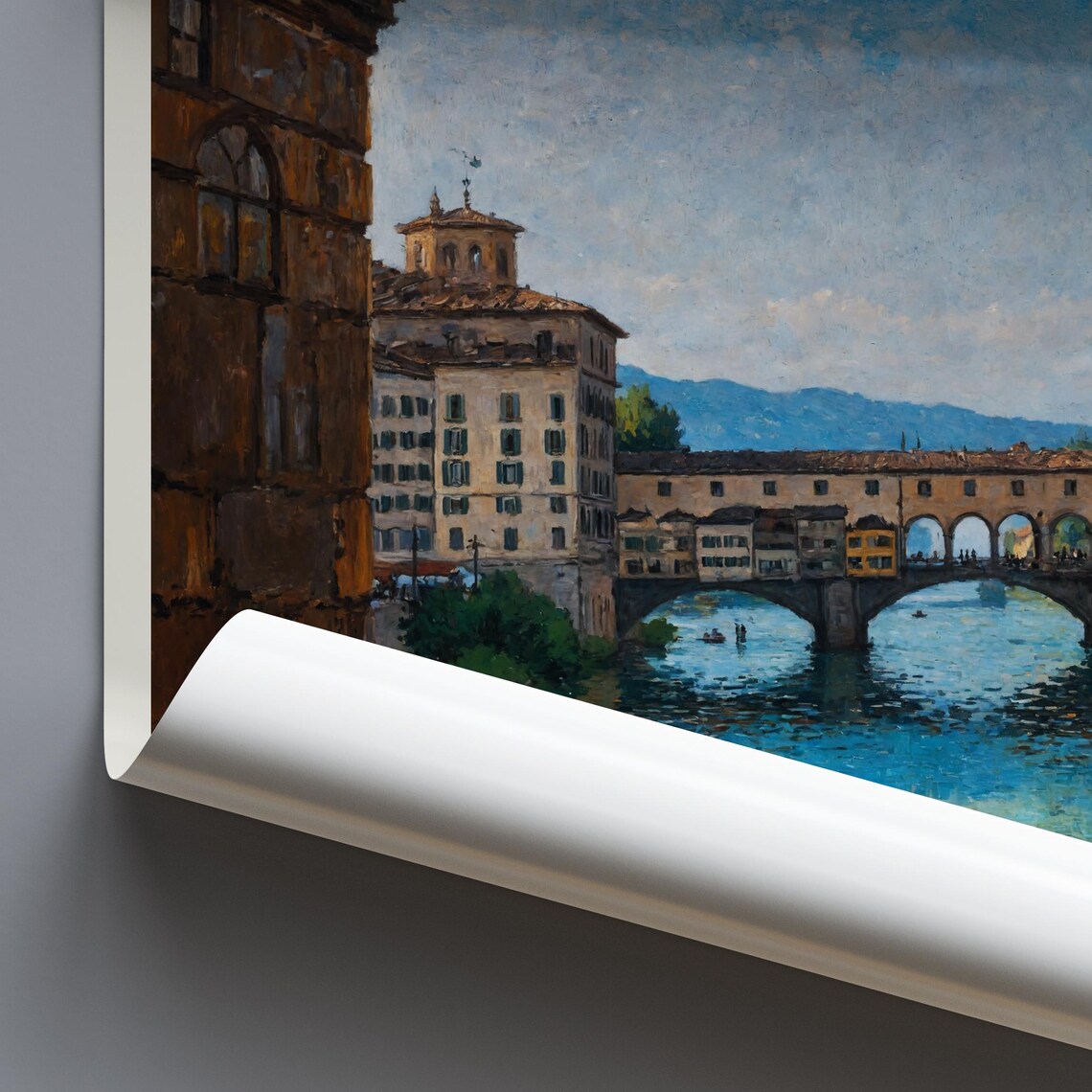 Florence Firenze Ponte Vecchio Arno River Italy Travel Poster - Image 3