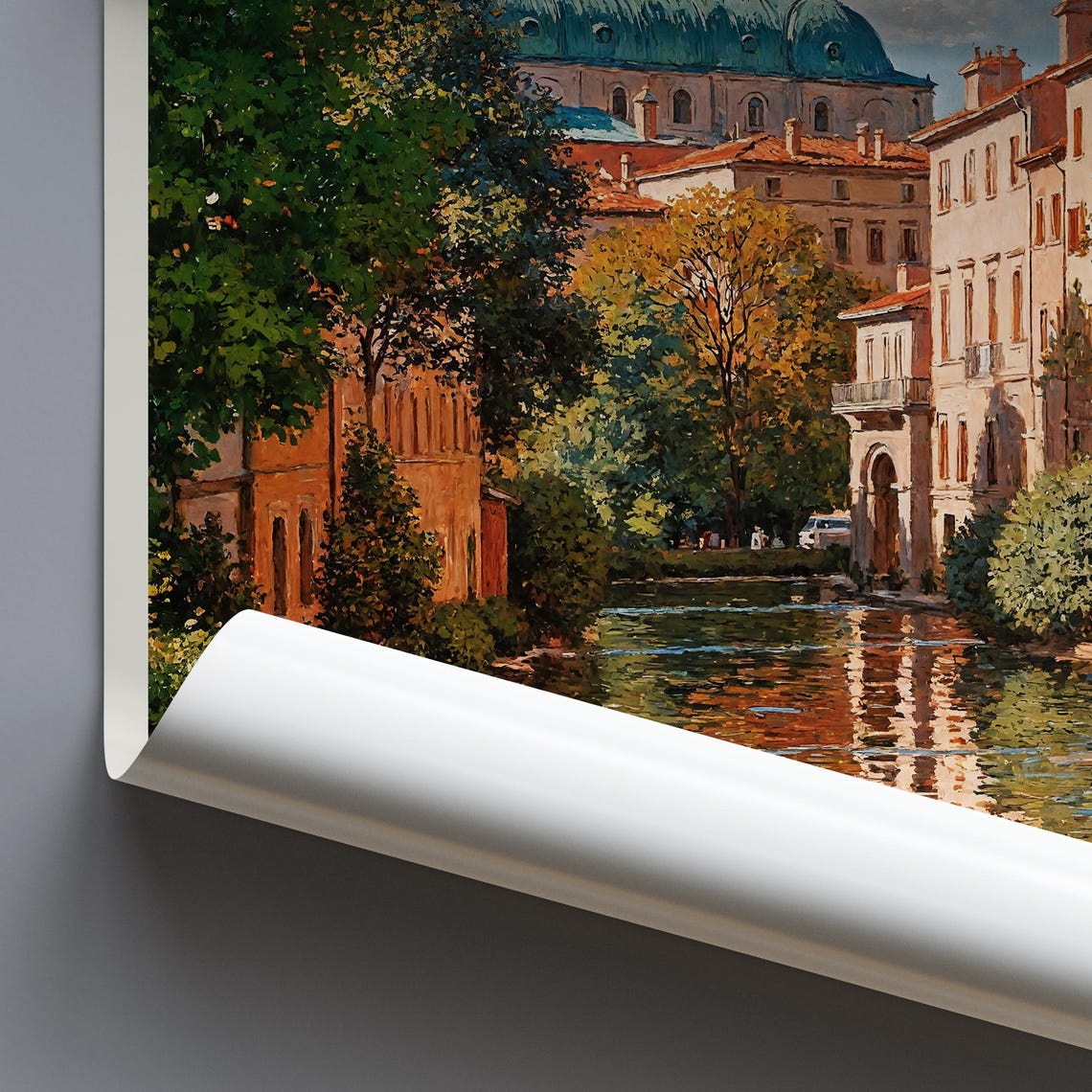 Vicenza Italy Canal Reflections Basilica Vintage Style Travel Poster - Image 4