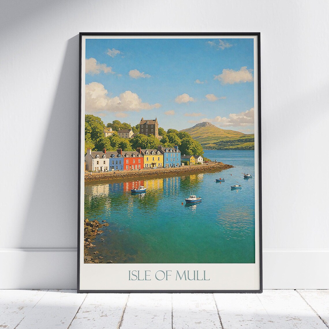 Isle Of Mull Tobermory Colorful Harbor Boats Scotland Travel Poster