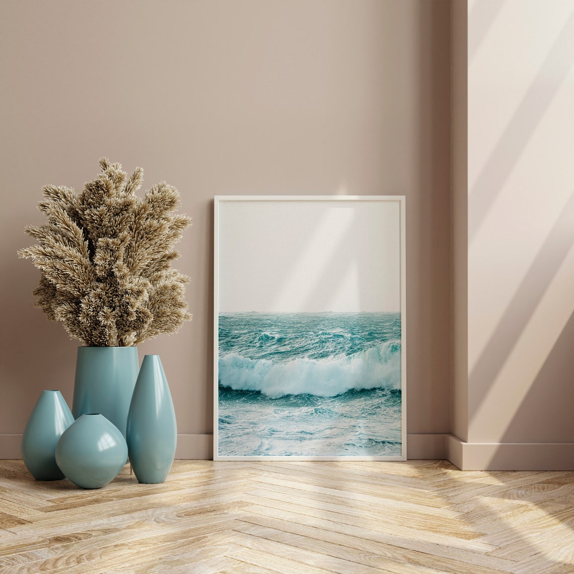 Turquoise Ocean Waves Surf Minimalist Coastal Photography Print - Image 3