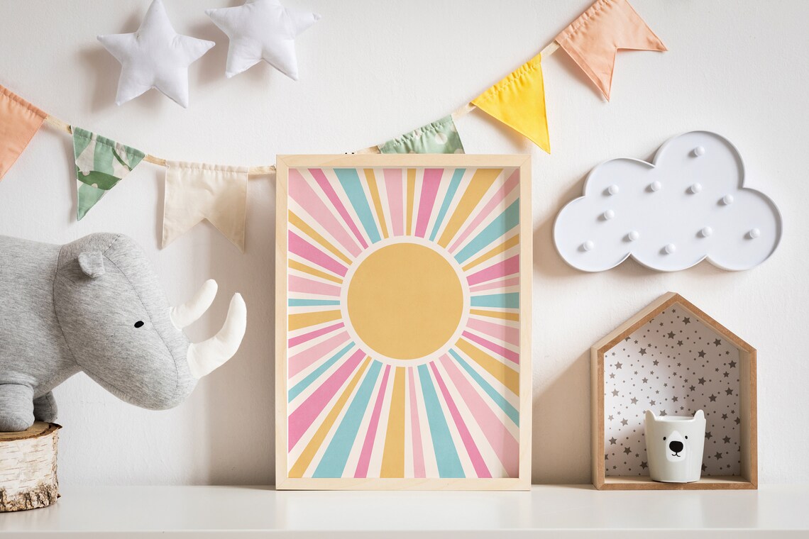 Sun Minimalist Print, Boho Nursery Decor