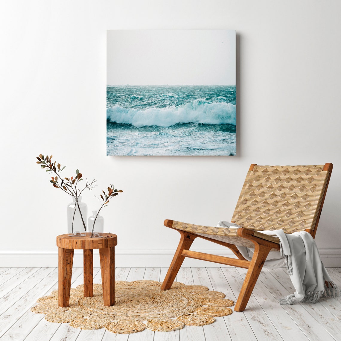 Turquoise Ocean Waves Surf Minimalist Coastal Photography Print - Image 2