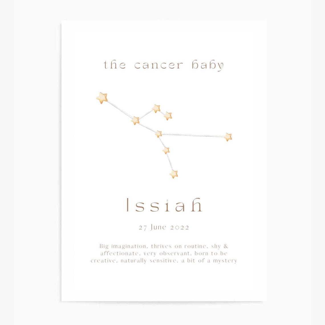 Personalized Cancer Baby Zodiac Constellation Name Nursery Art Print - Image 3