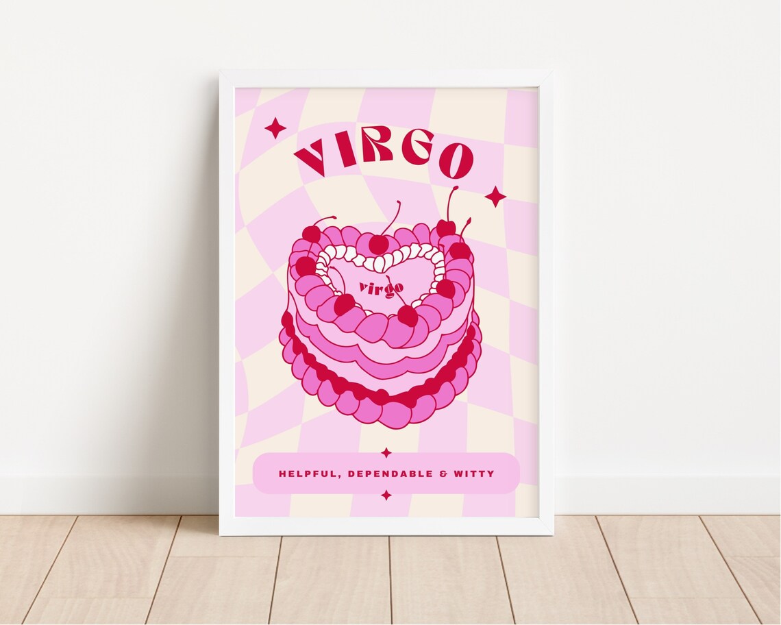 Virgo Birthday Cake Zodiac Star Sign Art Print - Image 3
