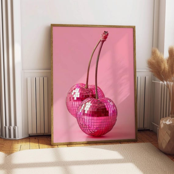 Pink Preppy Trending Mirror Ball Lucky Cards Disco Ball Mirrorball Vintage Coquette Books Prints Posters Wall Art Retro Designer Bow