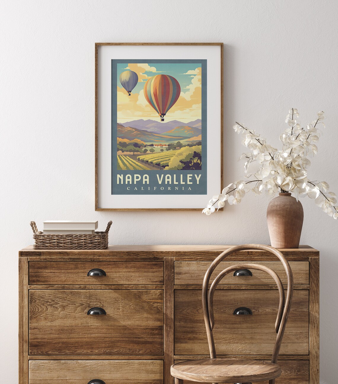 Napa Valley California Travel Poster, Hot Air Balloons - Image 3