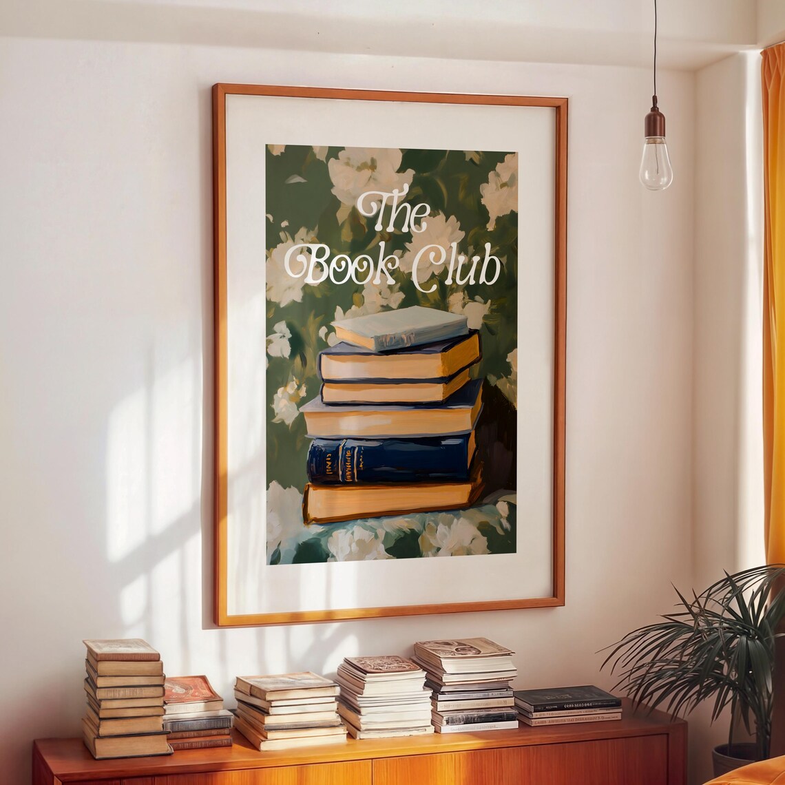 The Book Club Quote Over Stack Of Books Vintage Style Art Poster - Image 3