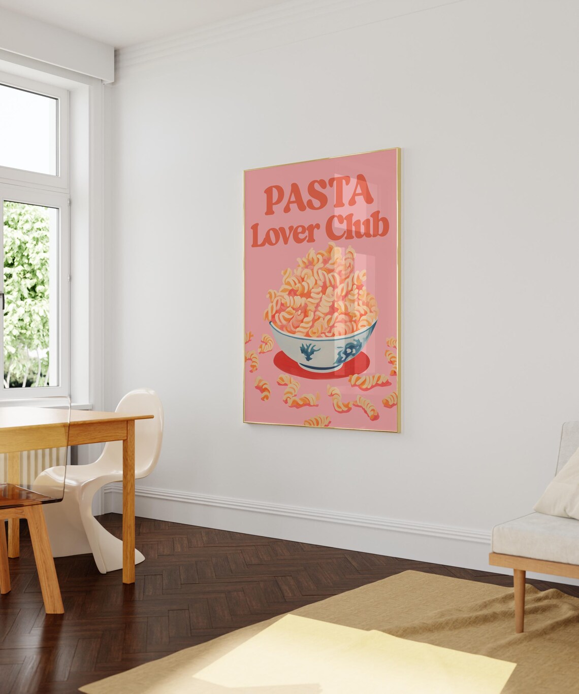 Pasta Lover Club Pink Fusilli Bowl Retro Italian Kitchen Poster - Image 4