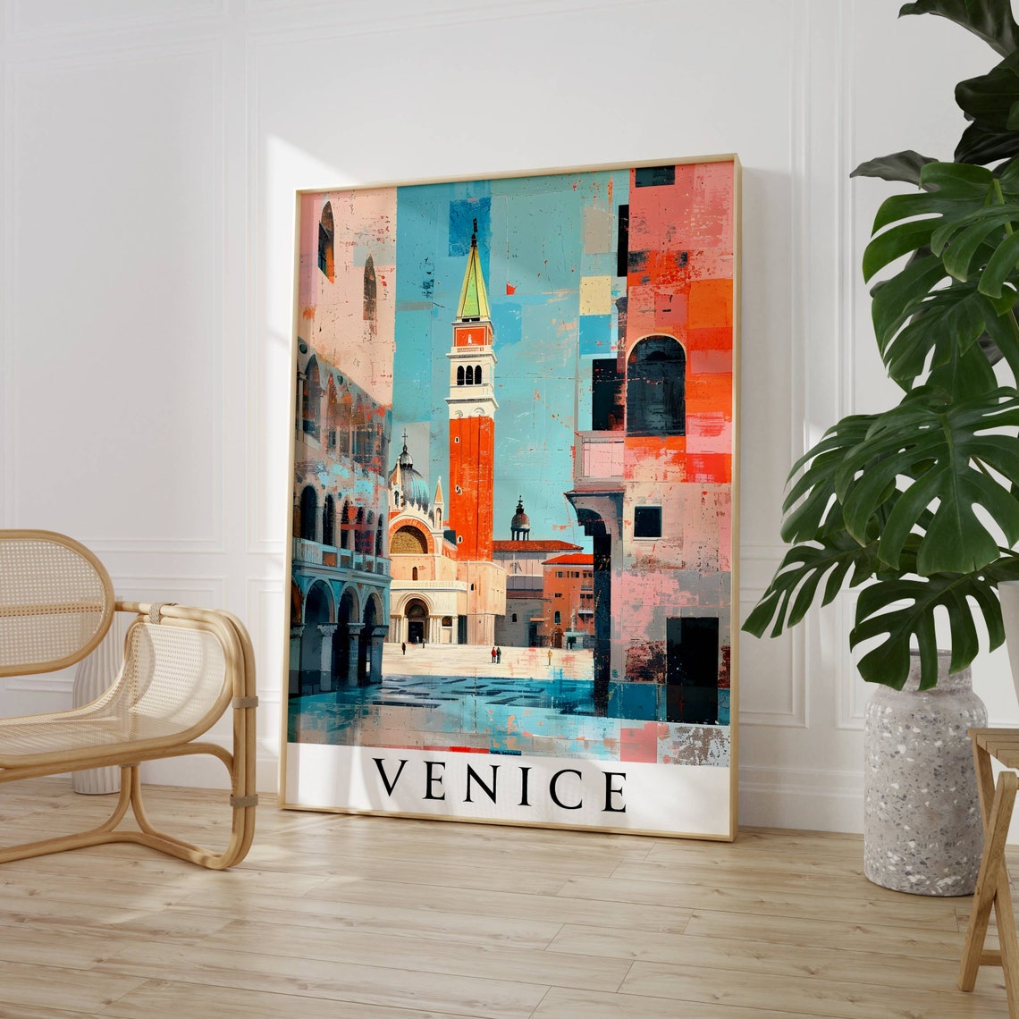 Venice St Mark Square Red Campanile Pastel Facades Travel Poster - Image 3