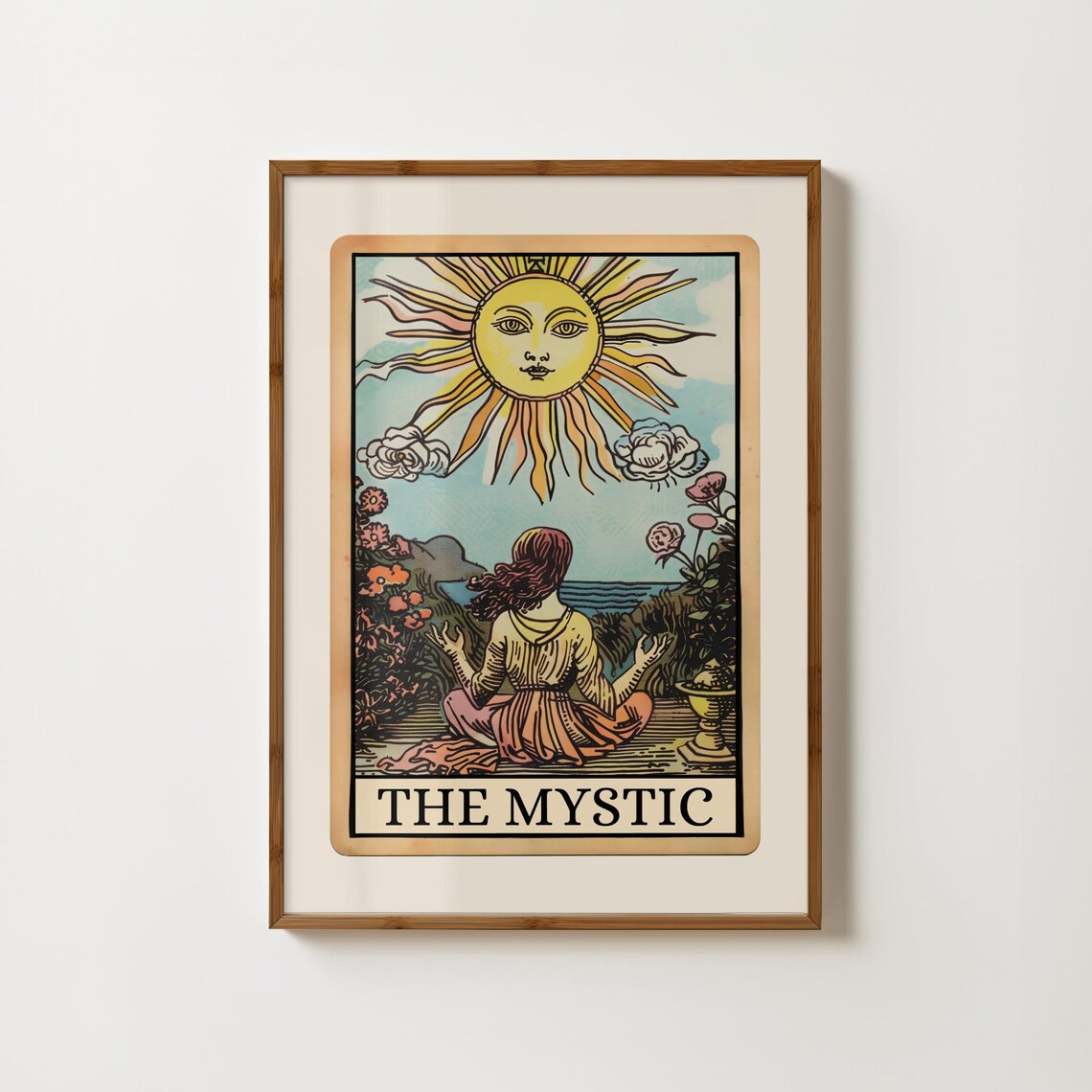 Mystic Tarot Card Art Print, Boho Meditation Decor
