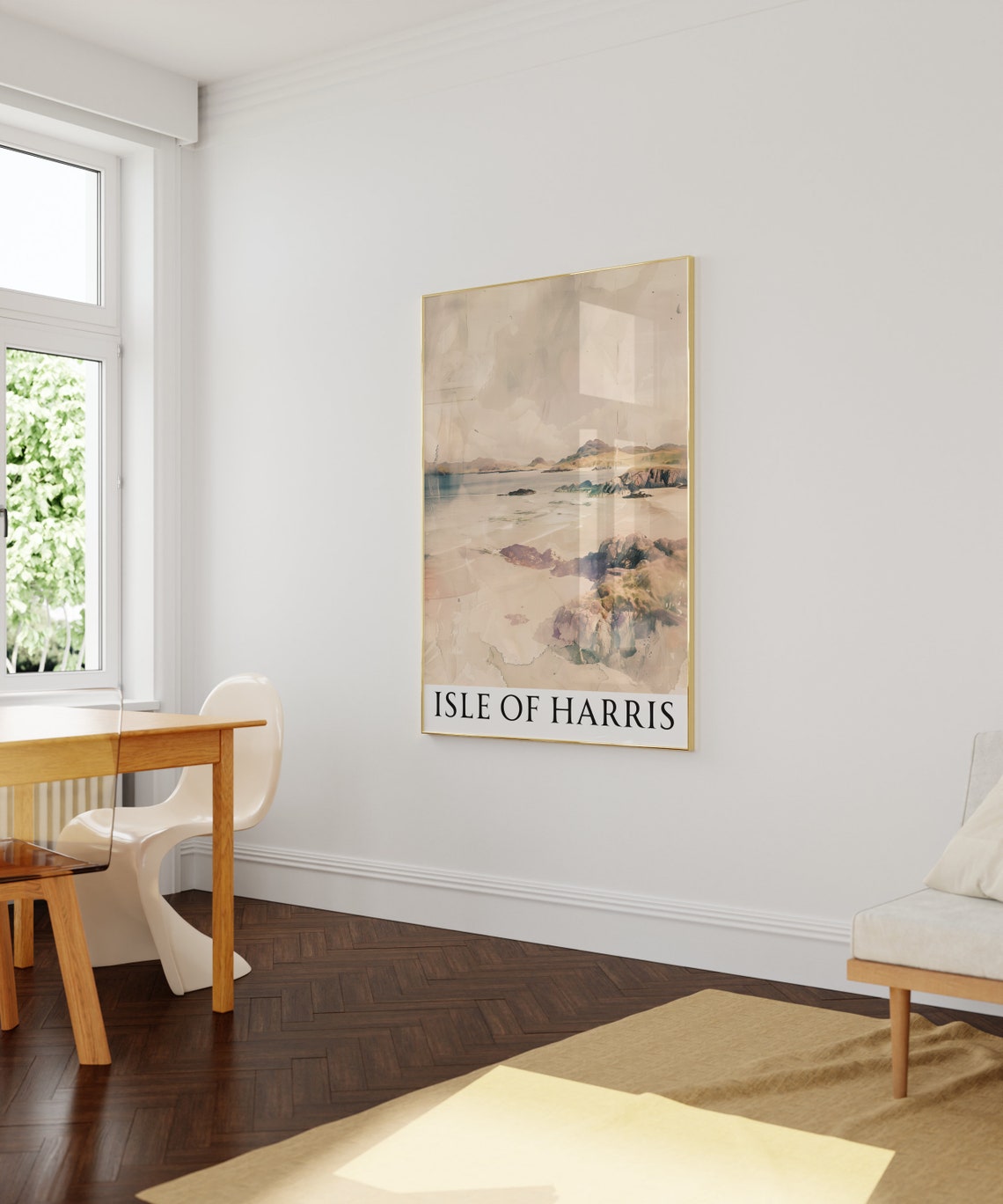 Isle of Harris Soft Watercolor Beach Rocks Coastal Art Poster - Image 4