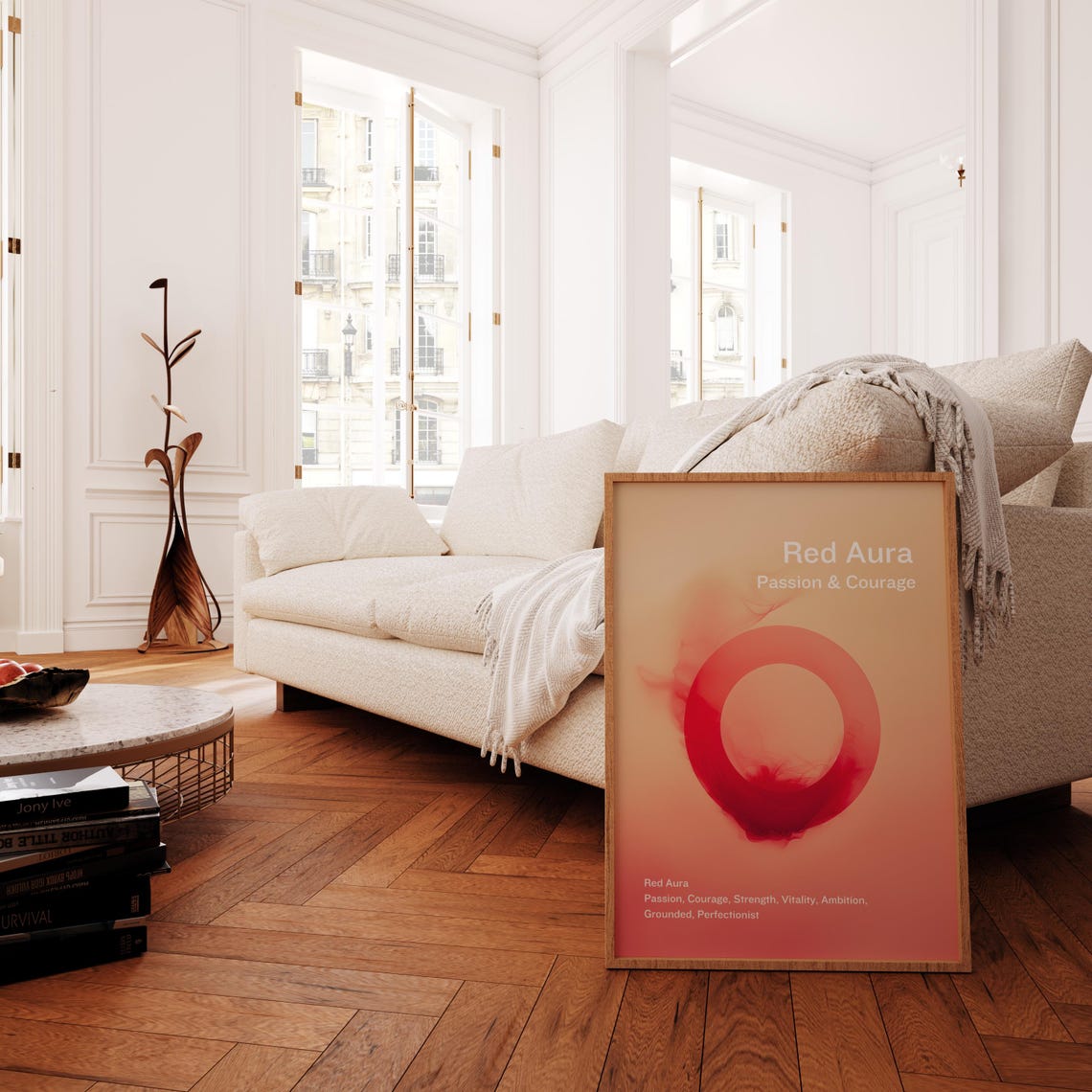 Red Aura Passion And Courage Affirmation Circle Gradient Art Poster - Image 3