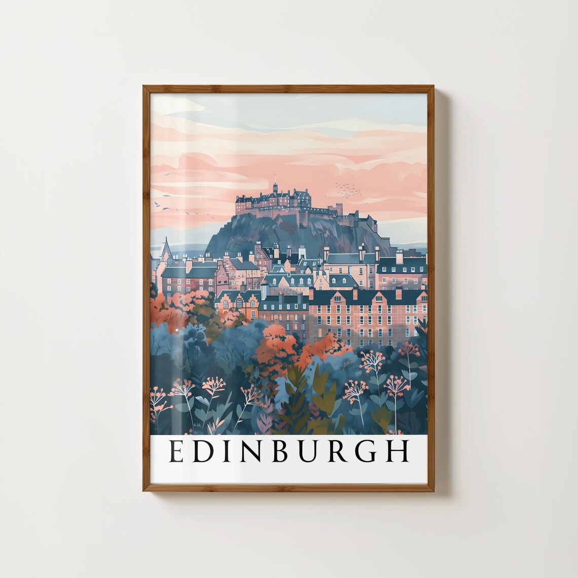 Edinburgh Castle Travel Poster, Scottish Art Print