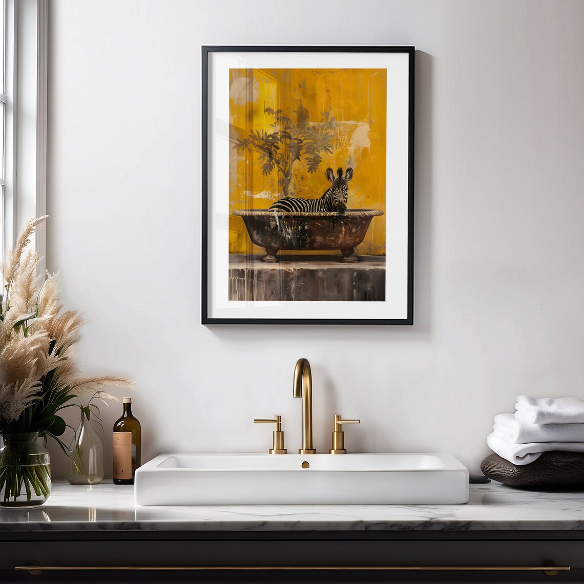 Zebra In Bath, Vintage Bathroom Wall Art Print - Image 4