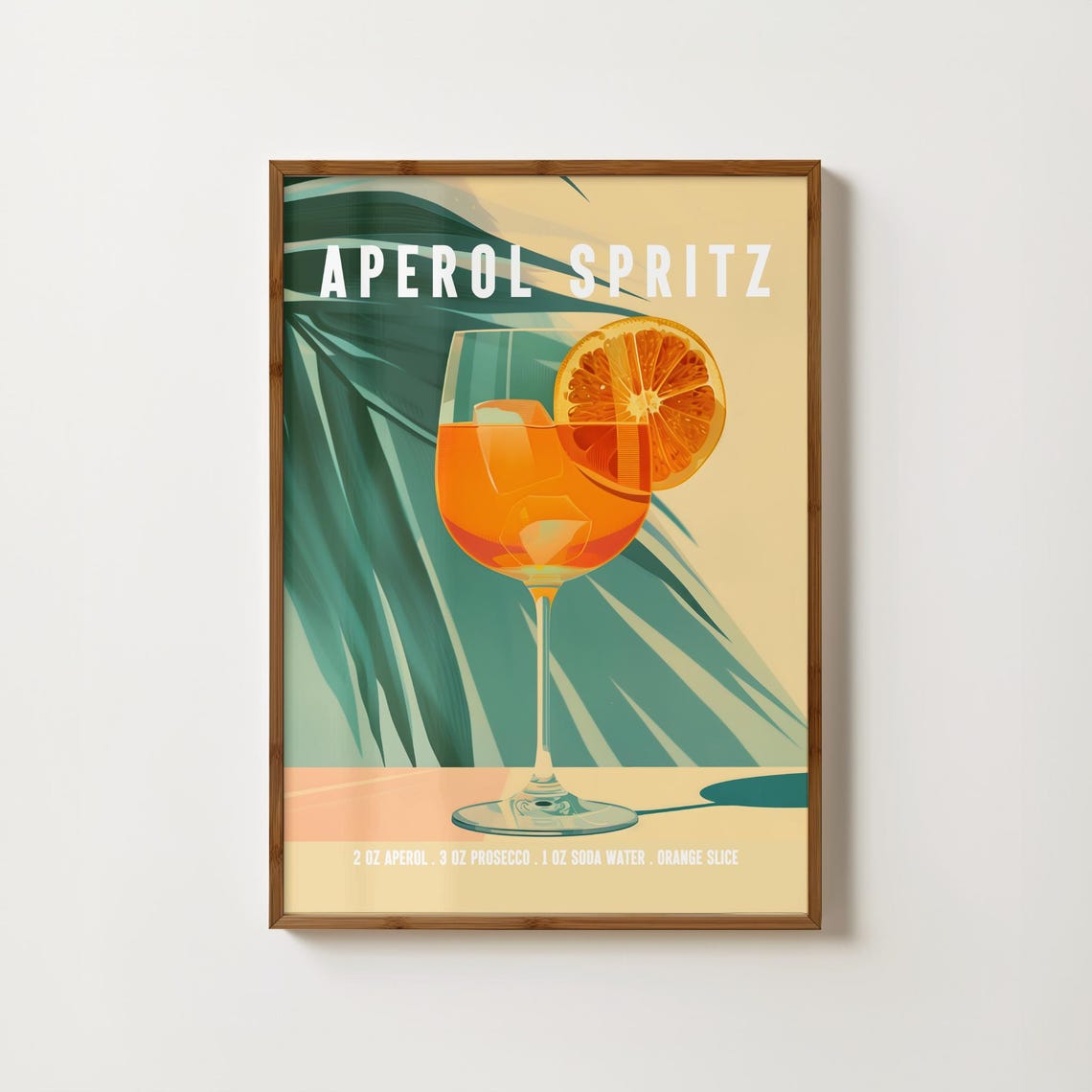 Aperol Spritz Cocktail Recipe Retro Tropical Bar Cart Art Print