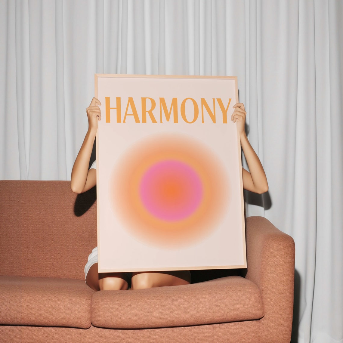 Harmony in Warm Orange Aura Typography Gradient Wellness Poster - Image 2