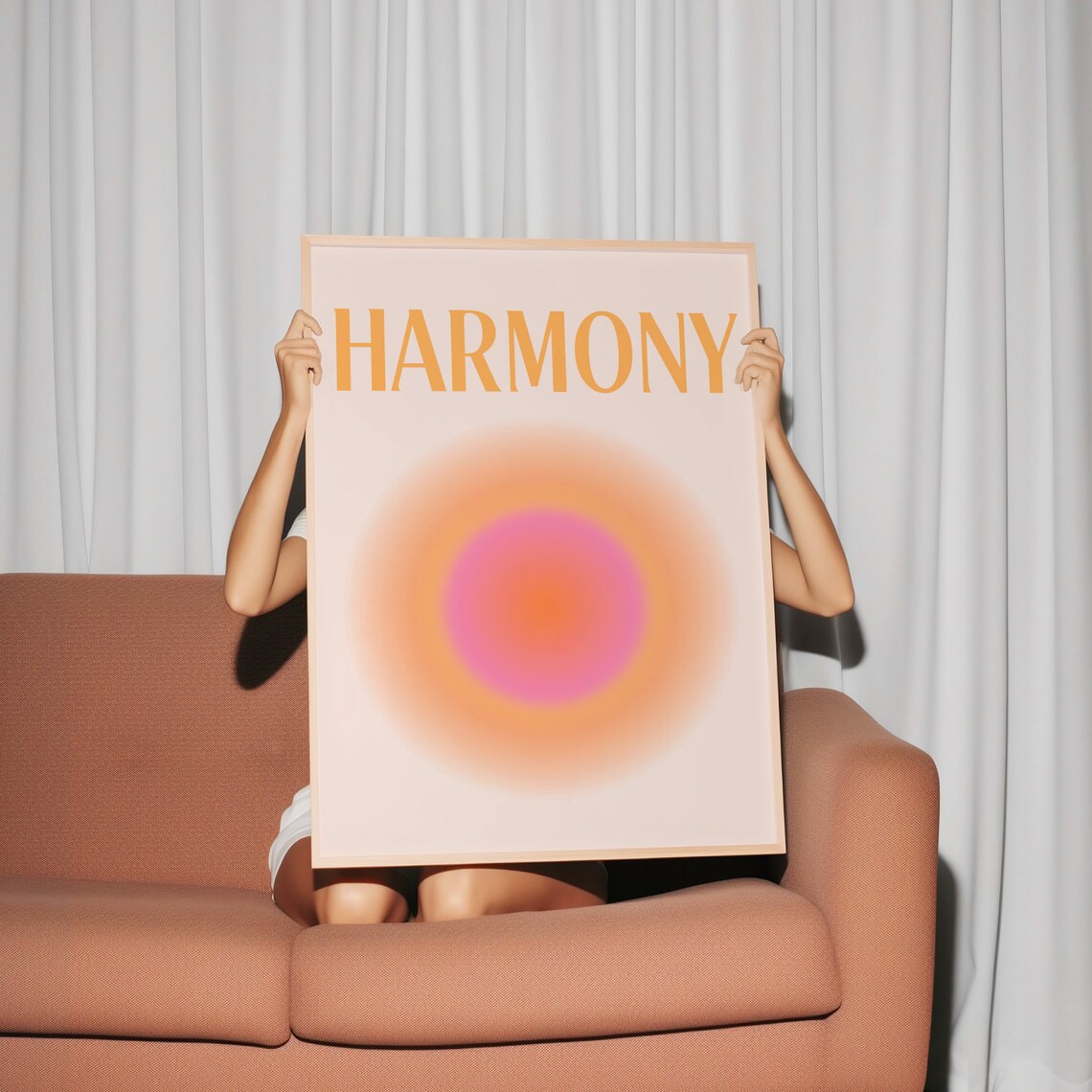 Harmony Print Aura Poster Meditation Wall Art Spiritual Prints Orange Gradient Print Manifest Poster Positive Affirmation 7 Chakra Wall Art - Image 2