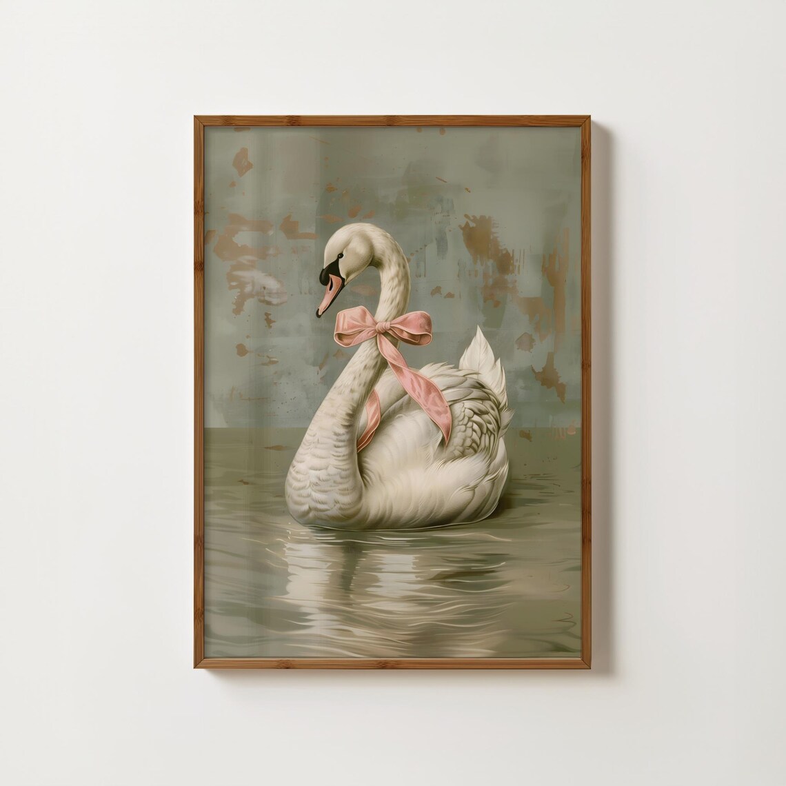Vintage Swan Antique Painting Nursery Wall Art Print
