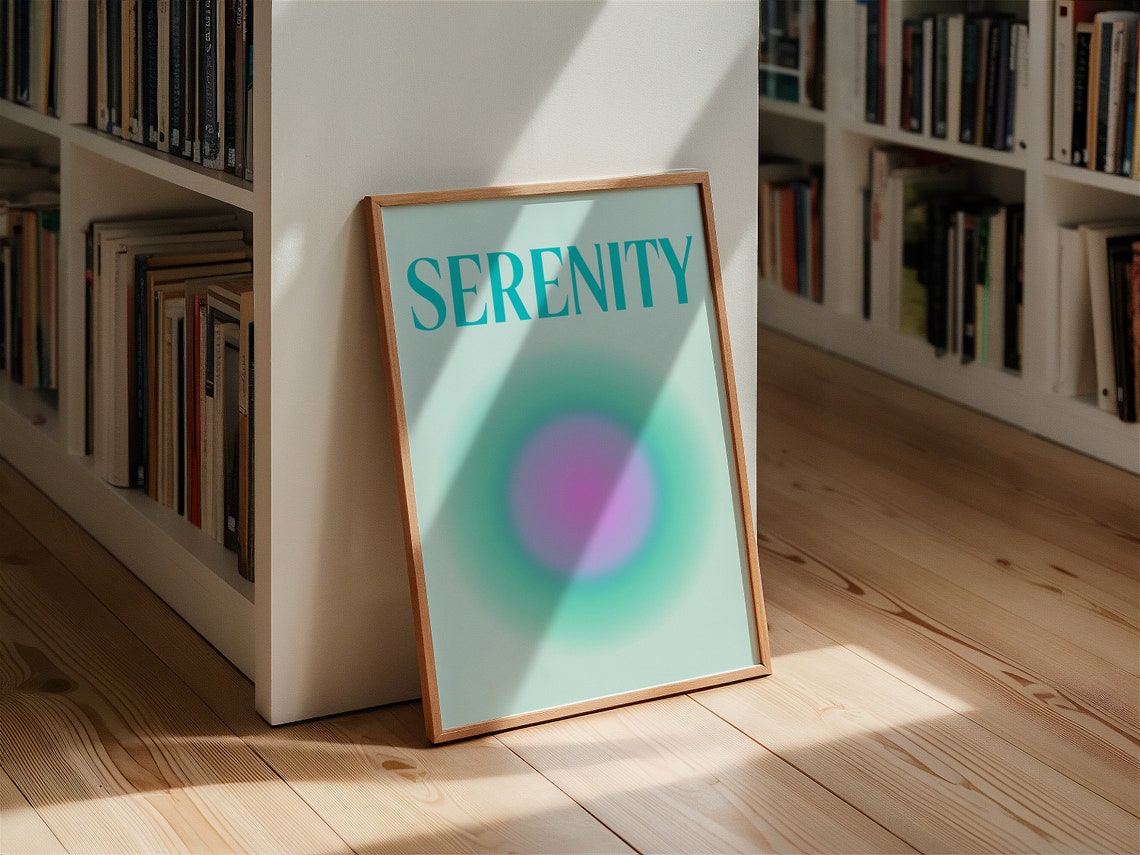 Serenity in Teal Aura Typography Gradient Meditation Calm Poster - Image 2